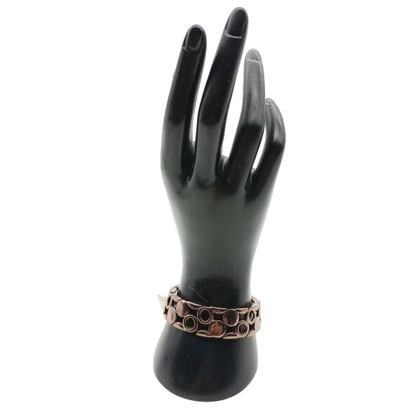 NWT Fossil Womens Bronze Tone Bangle, Stainless Steel Stretch Bracelet Interlink - Picture 1 of 4